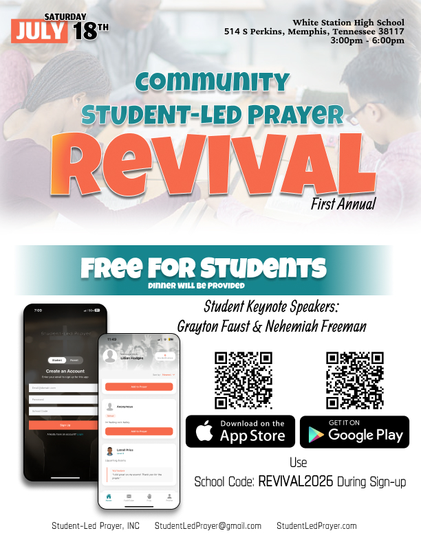 Student-Led Prayer Community Revival flyer